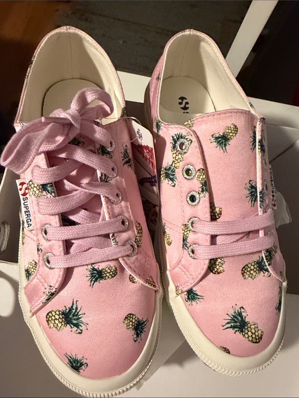 Superga Pink Canvas Pineapple Print Low-Top Sneakers - Picture 4 of 6
